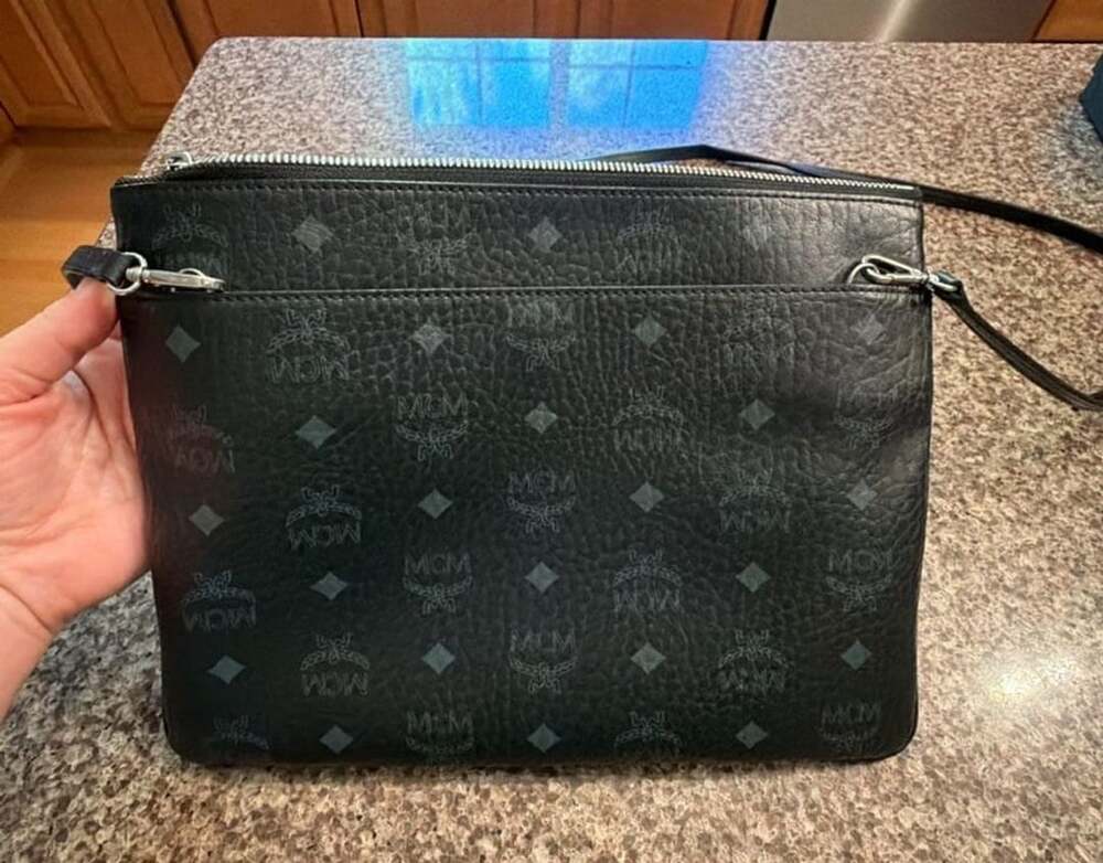 MCM Visetos Original Black Medium Crossbody Pouch